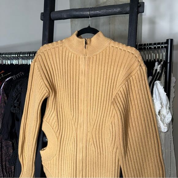 David Koma Camel Side Cutout Ribbed Knit Mini Dress - Picture 11 of 17